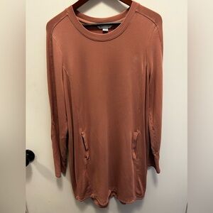 Athleta Balance Women’s Large Palermo Pink Dress, Long Sleeve, Pockets, Athletic